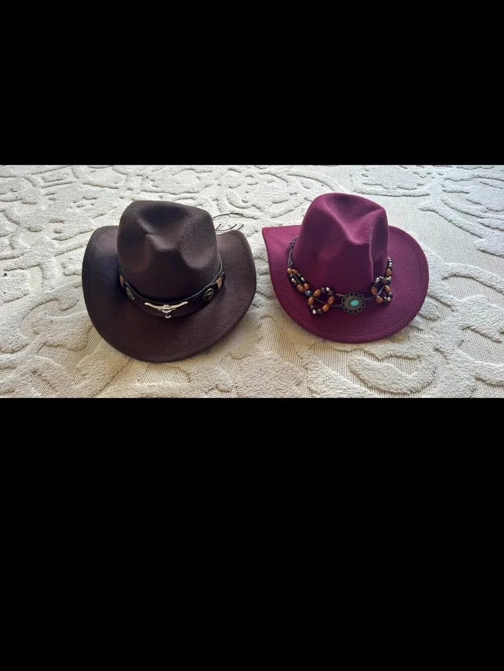 Women's Burgundy And Brown Cowboy Hats